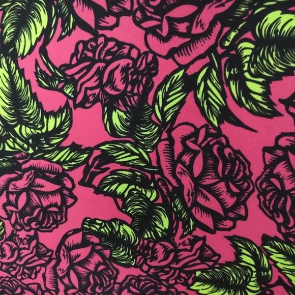 LuLaRoe Vibrant Pink Rose Print Maxi Skirt - Picture 5 of 8